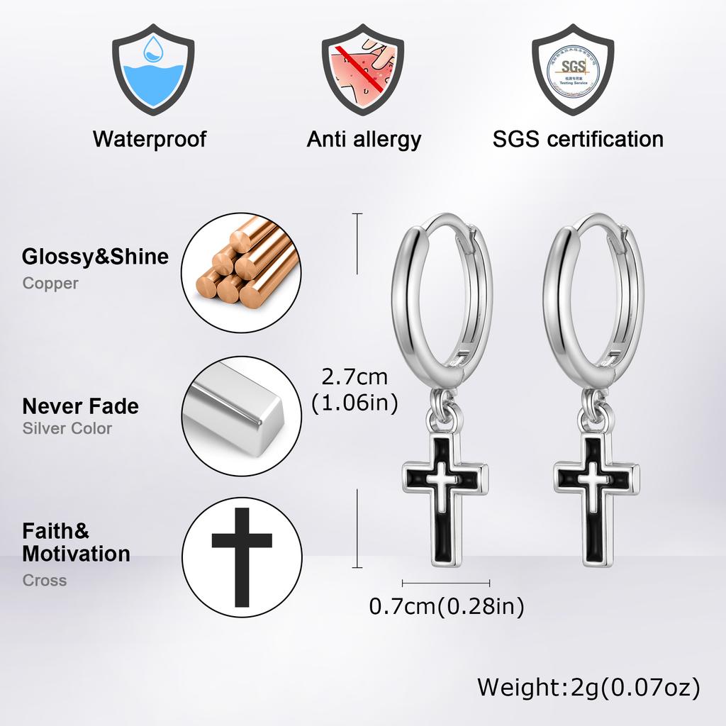Klasické Punkové Náušnice Kroužky s Pověsem Křížku pro Muže Módní Nevyblednou Visací Náušnice Voděodolné Piercing Šperky Dárek