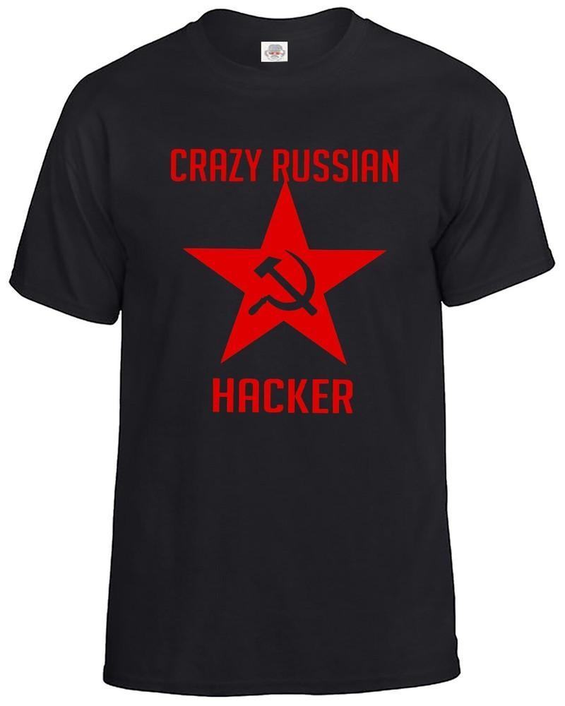 Crazy russian hacker tshirt mens soviet cyber hacktivist it anonymous tee top 2XL