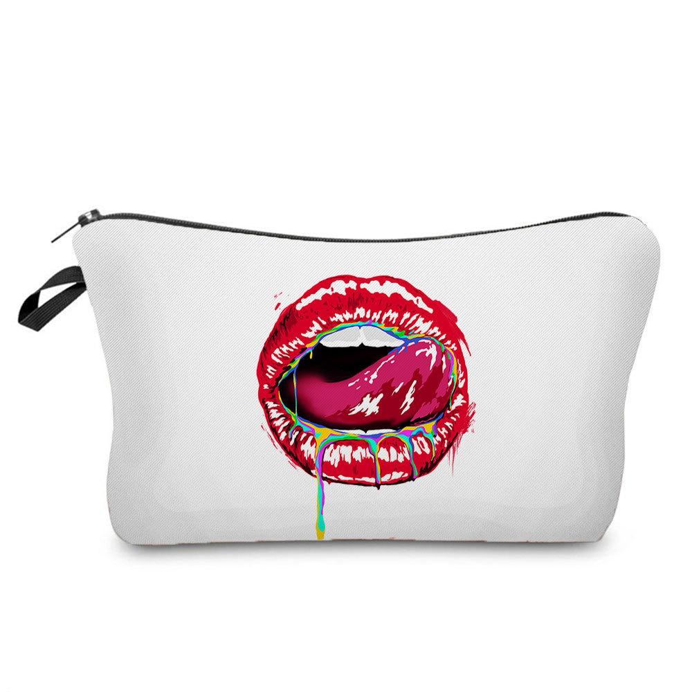 Women Lips Print Cosmetic Bag Toiletries Organize Travel Storage Case 6382
