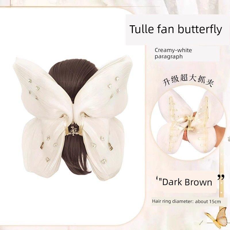 

Бан Виг Грип Женский Легкий Сказочный Ярн Чистое Желание Банты Атмосфера Виг Грип Полная Задняя Часть Головы Кольцо для Волос Light yarn pure butterfly grip clip [dark brown]]