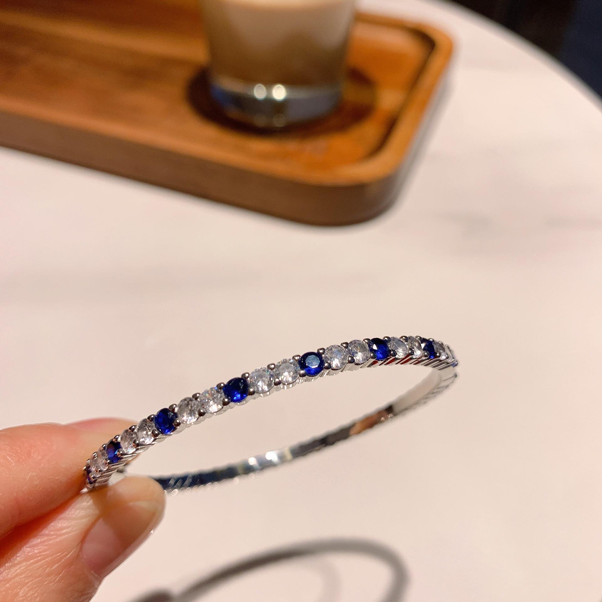 

Wind Retro Simulation Color Treasure Red Blue Green Pa Blue Bracelet Luxury Inlaid Bracelet