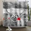 Farmhouse Highland Cow Shower Curtain With Hooks Funny Bull Cattle Bull Floral Decor Country Style Bothroom Curtain
