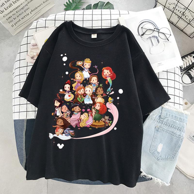Princess Party Printed Cartoon Cute and Fun Short Sleeve Ladies Tops Cute Tshirts for Summer in The 90s T Shirt
