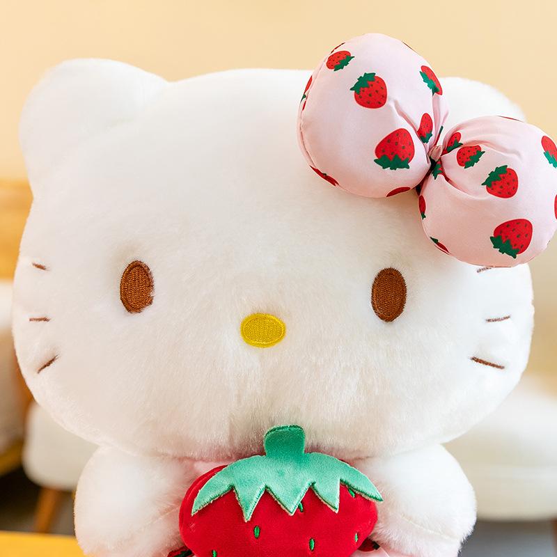 Animal strawberry kitten plush toy doll sitting strawberry cat doll children's school gift