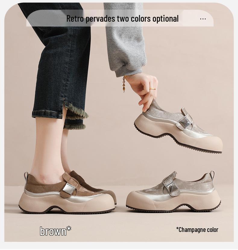 Women's Retro Leather Slip-On Sneakers - Breathable Spring/Summer Casual Low-Cut Shoes