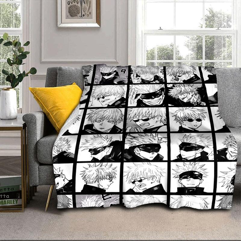 Jujutsu Curse Battle Blanket Flannel Blanket for bed, sofa, Camping, Hiking, Picnic Essentials, gift for family Fan gifts
