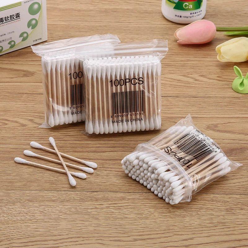 Eco-friendly 30/100 Disposable Ultra-small Cotton Swab Lint Free Micro Brushes For Effective Cleaning