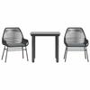 VidaXL Garden Dining Set and Cushions 3 Pcs Black Rattan Glass 3334562