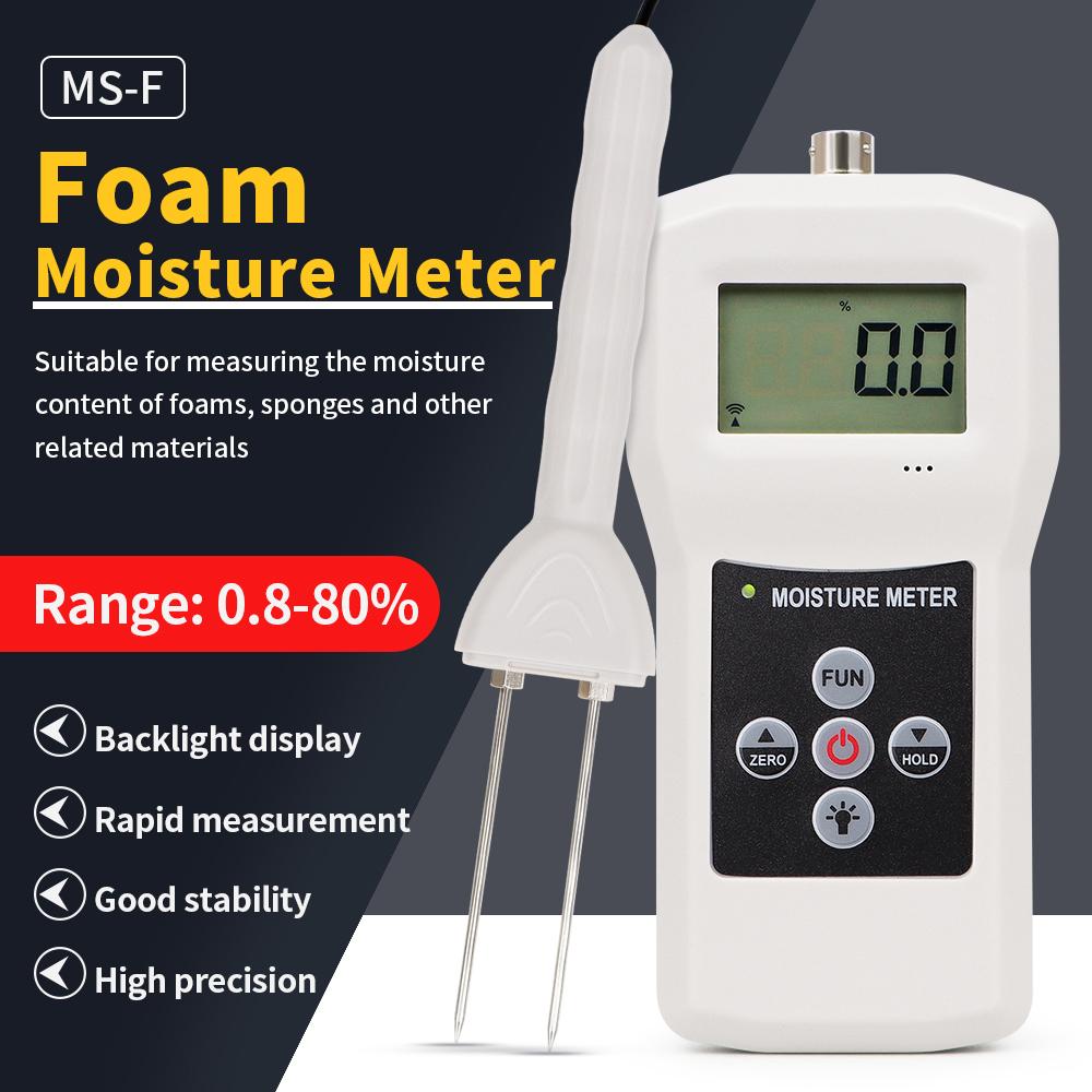 MS-F Two Pins Digital Foam Moisture Meter LCD Display Sponge Humidity Tester Hygrometer Packing Industry Damp Detector