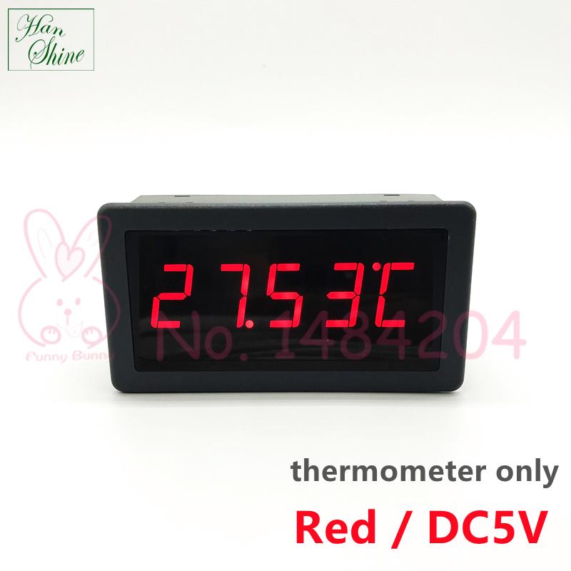 Digital Thermometer DC12V 24V / 5V Red Blue LED Temperature Display Indicator 5135T, Optional: Pt100 RTD Sensor Class A 4 Wire