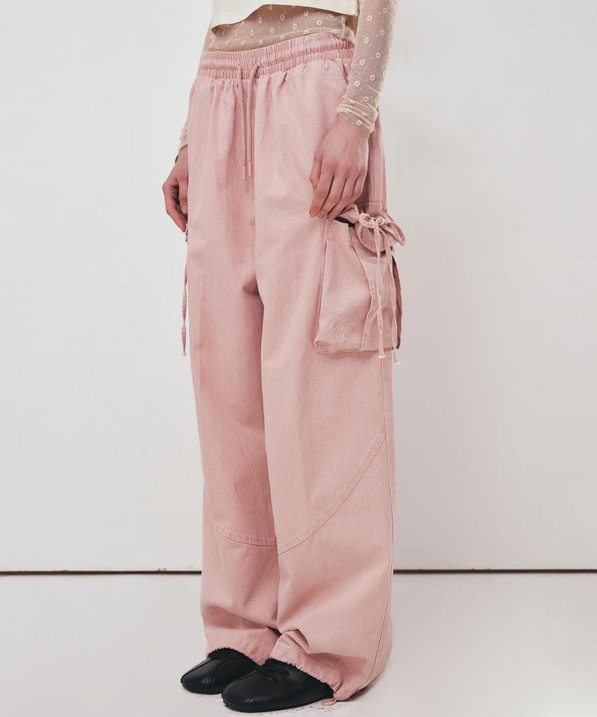Nigaennikol Vintage Cargo String Wide Pants_Pink