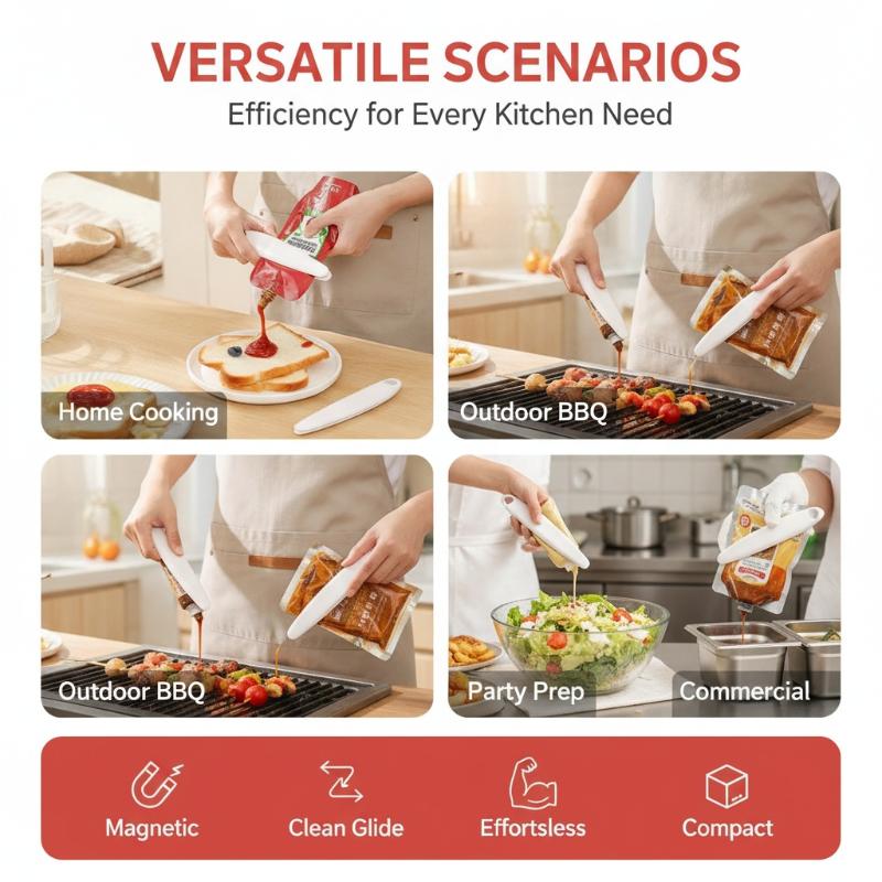 Magnetic Sauce Packet Squeezer Kitchen Condiment Pouch Press Clip Removable Tube Wringer For Food Sauce Bag Toothpaste Pet Food