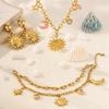 High-End Sun Portrait Titanium Stainless Steel Jewelry Set: Necklace, Bracelet, and Earrings in Light Luxury Design for Women.