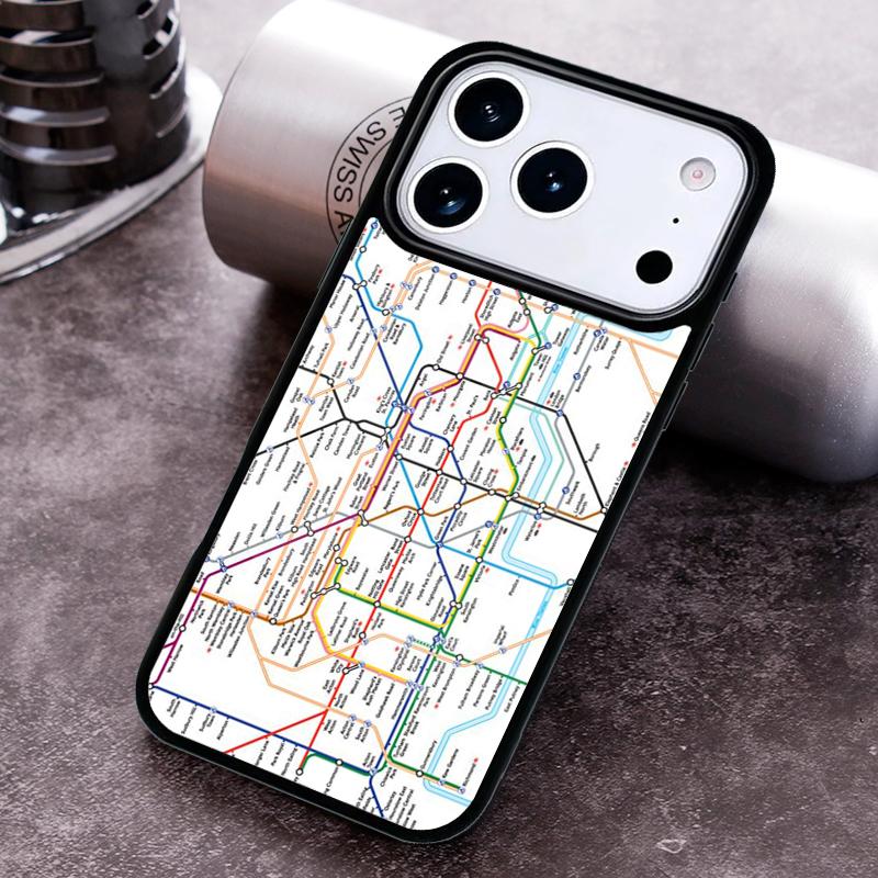 

London Underground Tube Map Phone Case for iPhone 17 16 15 Pro Max Air 14 13 12 11 Plus Shockproof Capa Cover iPhone 14 Pro