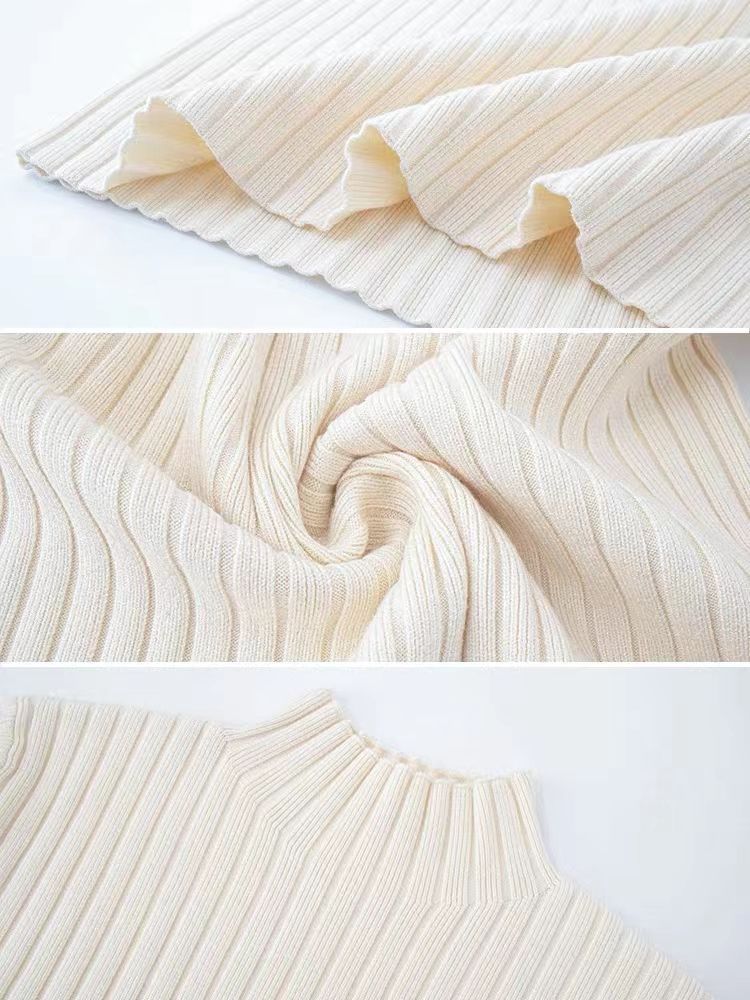 Dlouhé pletené šaty svetr s polovičním límcem