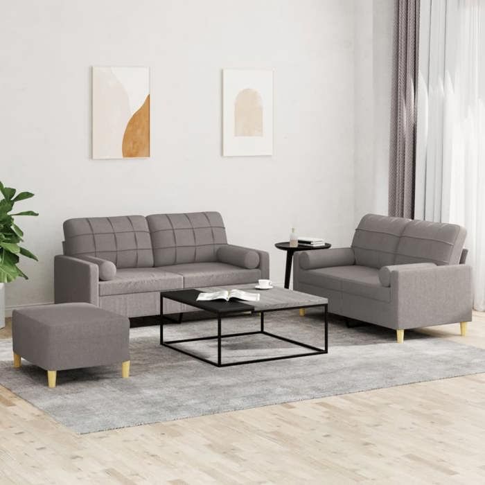 VidaXL Sofa Set with Cushions 3 Pcs, Sofas with Armrests and Backrest, Furniture Set with Footrest 3201305