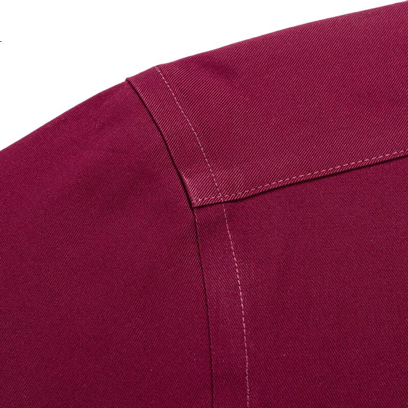 FIRS Wool Lined Warm Shirt Men Pure Cotton Wrinkle-Free Thickened Business Shirt Red Warm 40