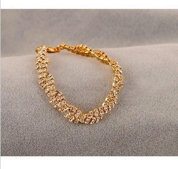 Korean Fashion Rhinestone Woven Cross Bracelet