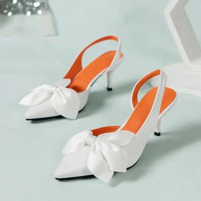 2025 Hochwertige Damenschuhe Baotou Damen Sandalen Mode Schleife Büro und Karriere Neu Übergröße Solide Absätze Frauen