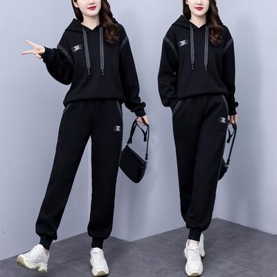 Garnitur Wiosenny Damska Moda Styl Zachodni Codzienny Sportowy Modelujący Sylwetkę Bluza z Kapturem Spodnie Garnitur Dwuczęściowy