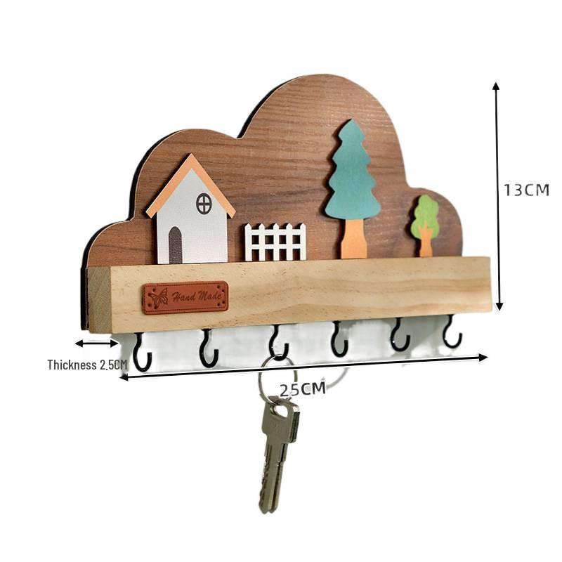Creative Solid Wood Entryway Key Hooks - Cute Wall-Mounted Decoration
