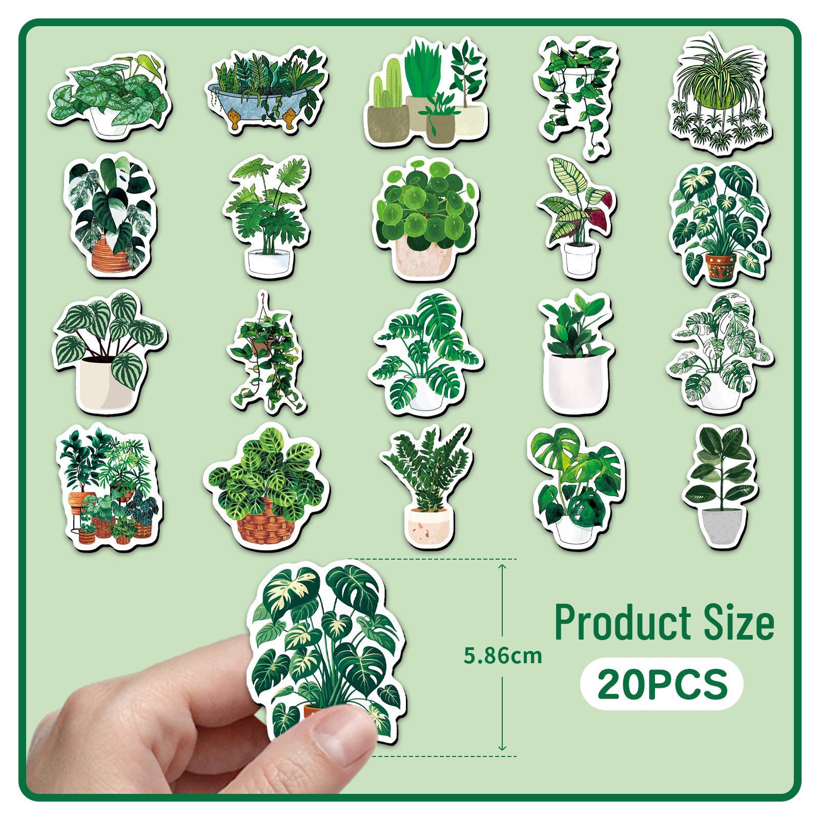 20 pcs Green Plant Soft Magnetic Refrigerator Magnets - Creative Cartoon Potted Plants DIY Waterproof Stickers 5.5-8.5 cm
