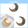Vintage Moon Pendant Brooch With Zinc Alloy Long Chain For Unisex Fashion Accessories