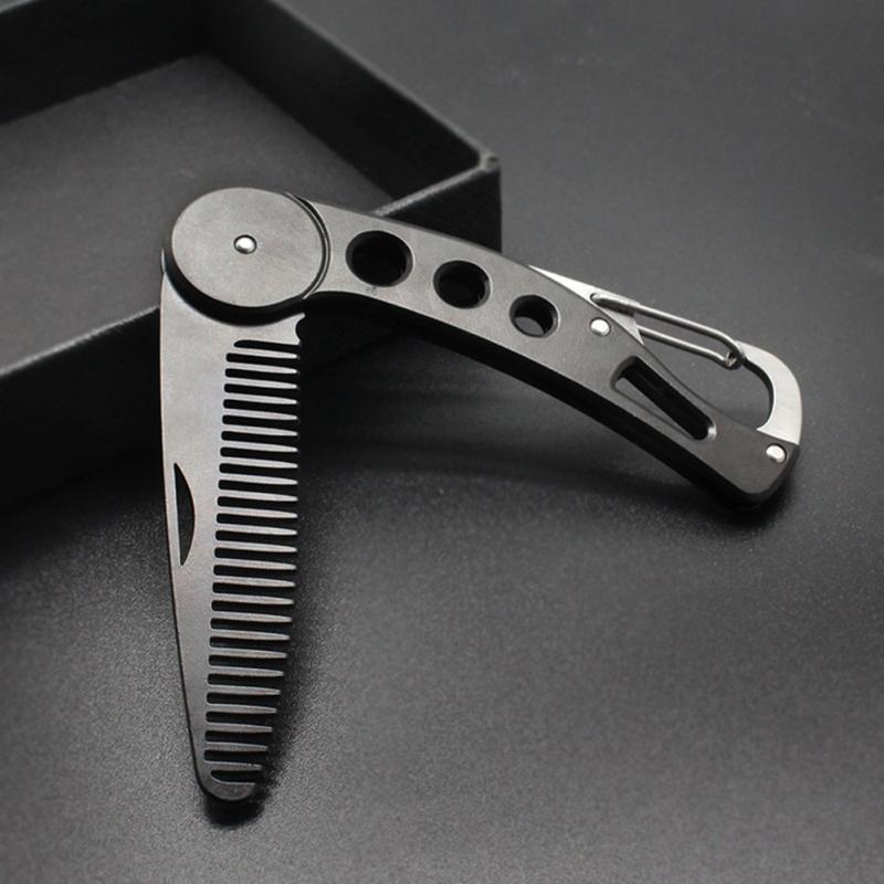 Stainless Steel Folding Comb Anti Static Beard Mustache Hairdressing Styling Comb for Men