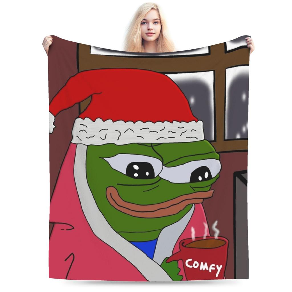 Fancy Pepes Frog Blanket Warm Soft Pattern Plush Throw Blanket For Child Couch Chair Sofa Bed Flannel Bedspread Bed Cover