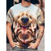T-shirt à manches courtes et col ras du cou pour homme, imprimé animal amusant, imprimé 3D, décontracté, été 2025