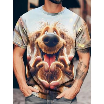 Camiseta divertida para hombre con estampado de animales, camisetas de manga corta, tops con estampados 3D, camisas de cuello redondo, verano casual 2025, ropa para hombre