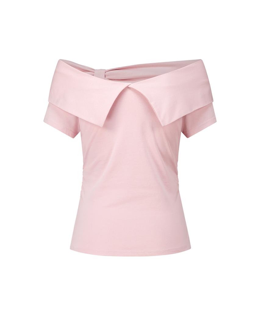ILLIGO Saeso Dear Bow Off-Shoulder Tee Pink