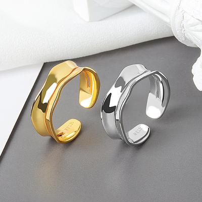 Minimalist Wavy Ring For Women Elegant Niche Design Band Simple Daily Wear Jewelry Accessory