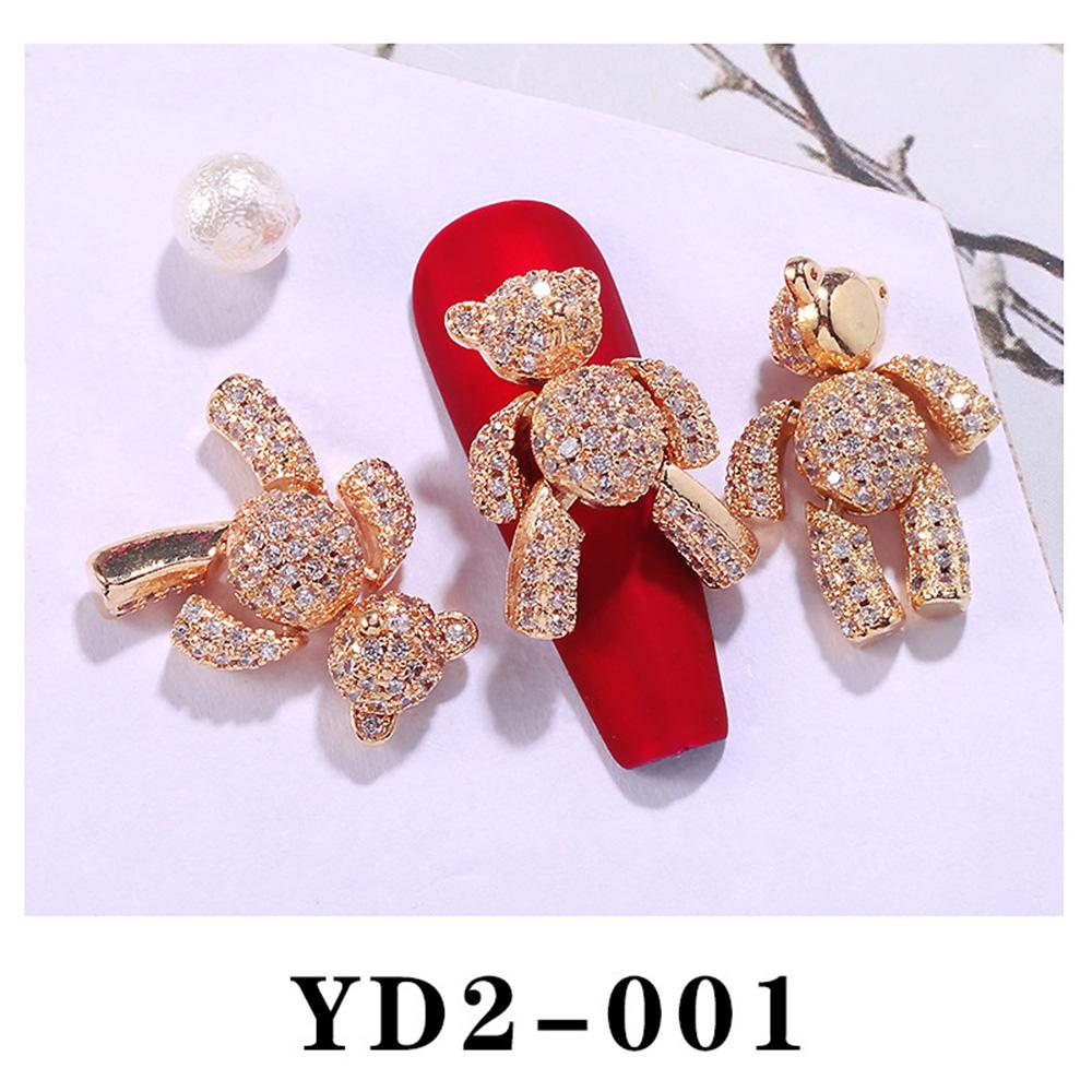 

Luxury Shiny Zircons Charms Manicure Nail Art Decorations 3D Nail Rhinestones Bear Nail Jewelry рожевий колір золота