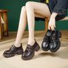 Muffin platform loafers women's 2025 new retro British style small leather shoes French thick heel deep mouth single shoes foreign style