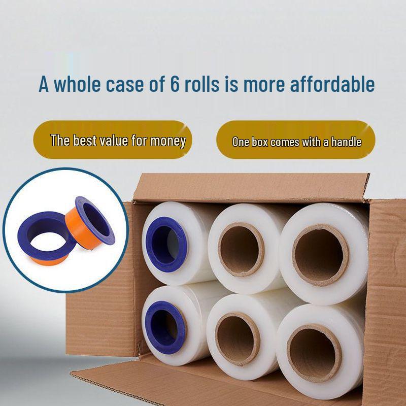 Eco-friendly Transparent Stretch Film, 50cm, 6 Large Rolls for Industrial Use