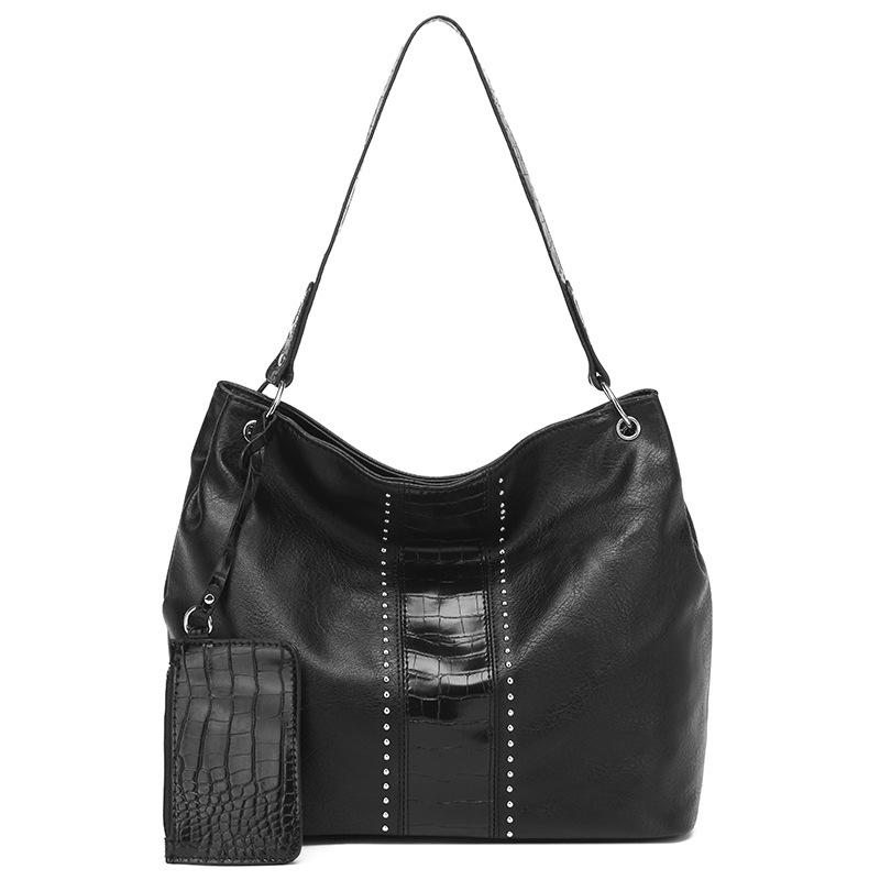 

Летняя сумка-тоут Модная сумка через плечо Одноплечевая сумка в ретро-стиле чёрный