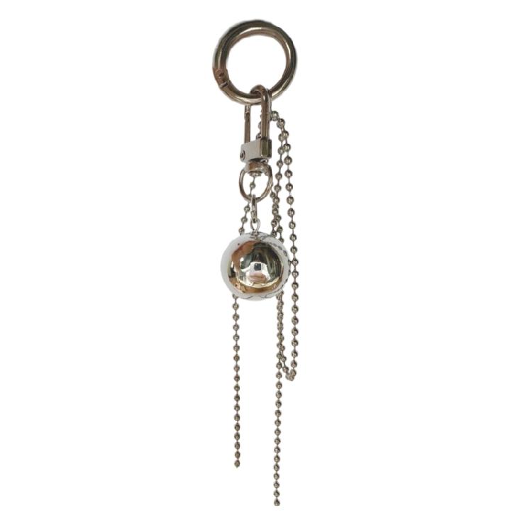 Stylish Silver Big Sphere Metal Charm Delicate Large Silver Sphere Pendant Keyring Charm for Art Lovers and Collectors