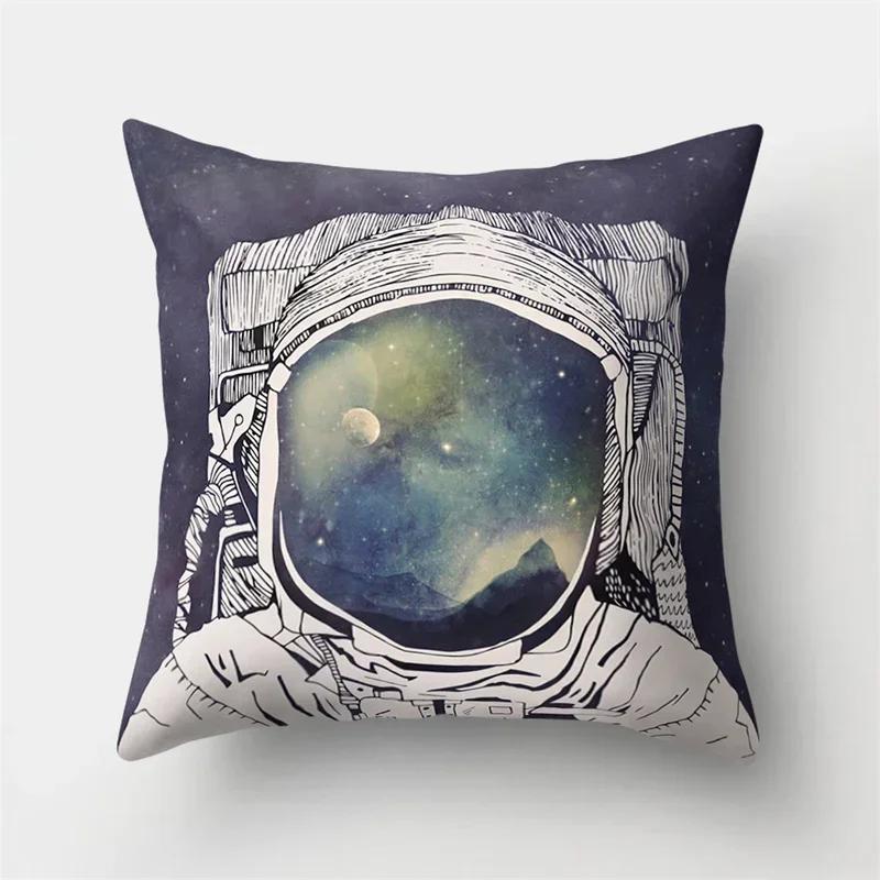 Cartoon Spacecraft Cushion Cover Spaceman Polyester Pillow Cases Astronaut Rocket Cushion Cover Sofa Home Decoration