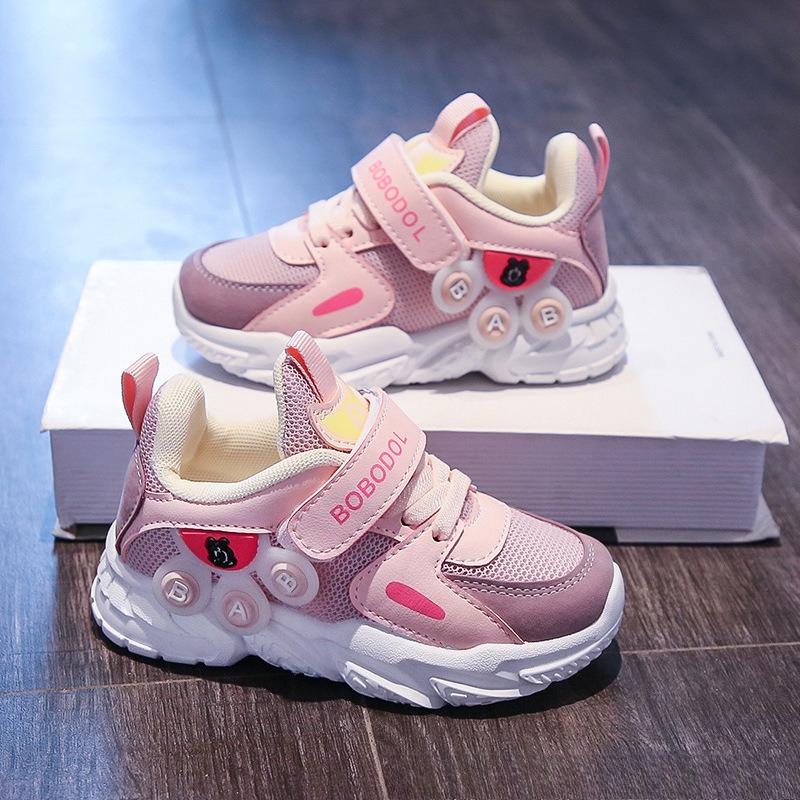 

Spring Autumn Mesh Sports Children Shoes Breathable Fashion Casual Sneakers for Kids size 21 розовый