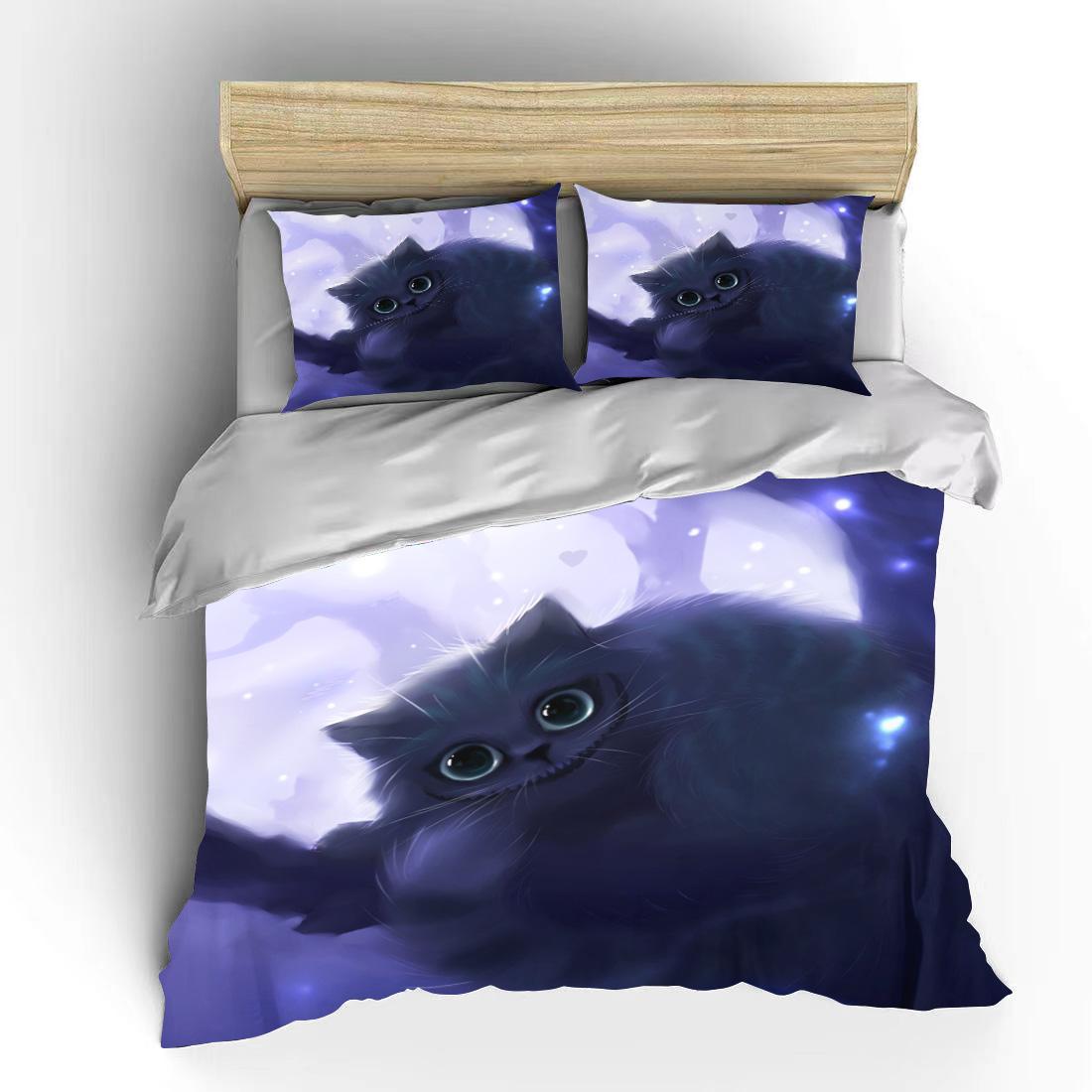 

Комплект постельного белья с милым принтом волков и кошек в 3D, милый пододеяльник, покрывало с изображением животных, милых домашних животных, кошек, покрывало с наволочками, индивидуальное постельное белье US Full(200x230cm)