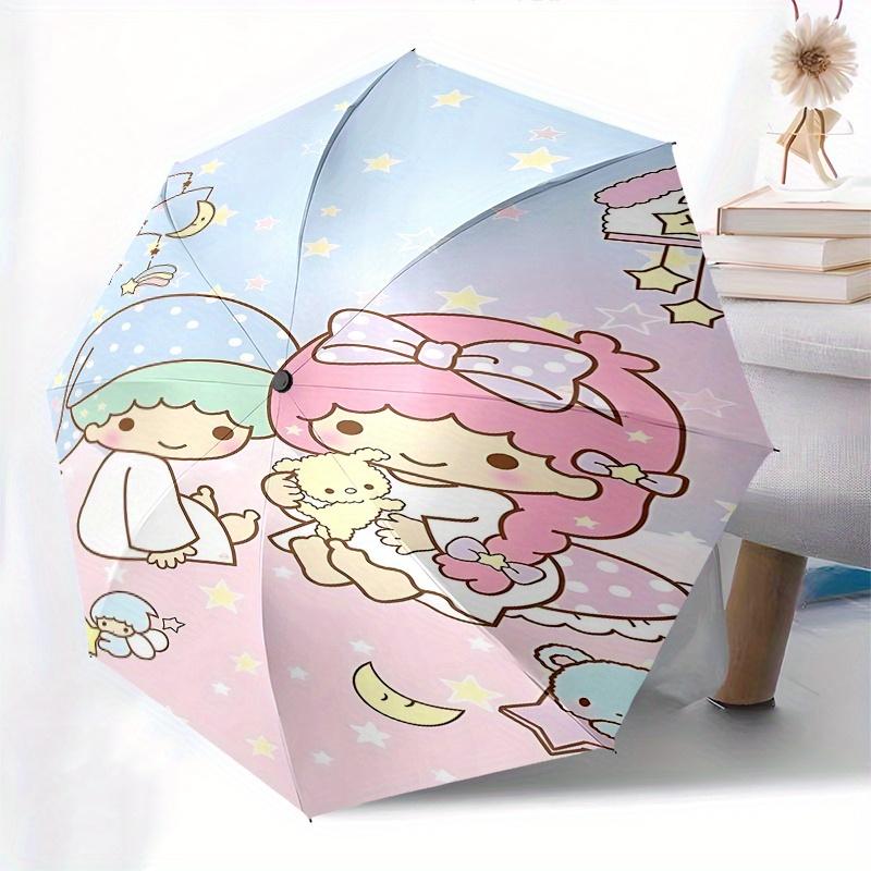 Little Twin Stars,Sanrio Characters Automatic opening and closing folding umbrella with 8 rib frame and compact travel design,perfect for