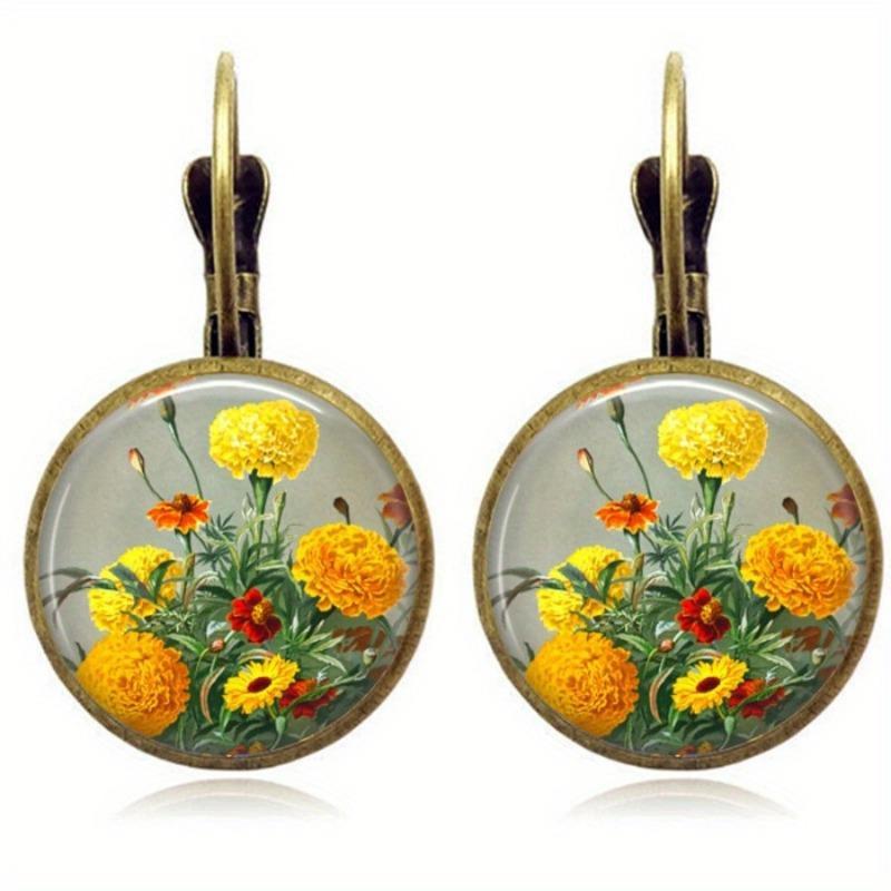 Fashion Earring Y2K Vintage Marigold Time Gem Flower Ear Buckle