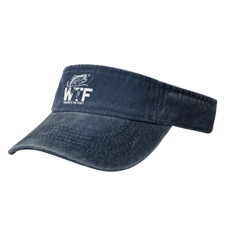 WTF Where's The Fish Print Sport Sun Visor Hats Cotton Baseball Cap Empty Top Baseball Sun Cap for Men Women Running Golf Tennis