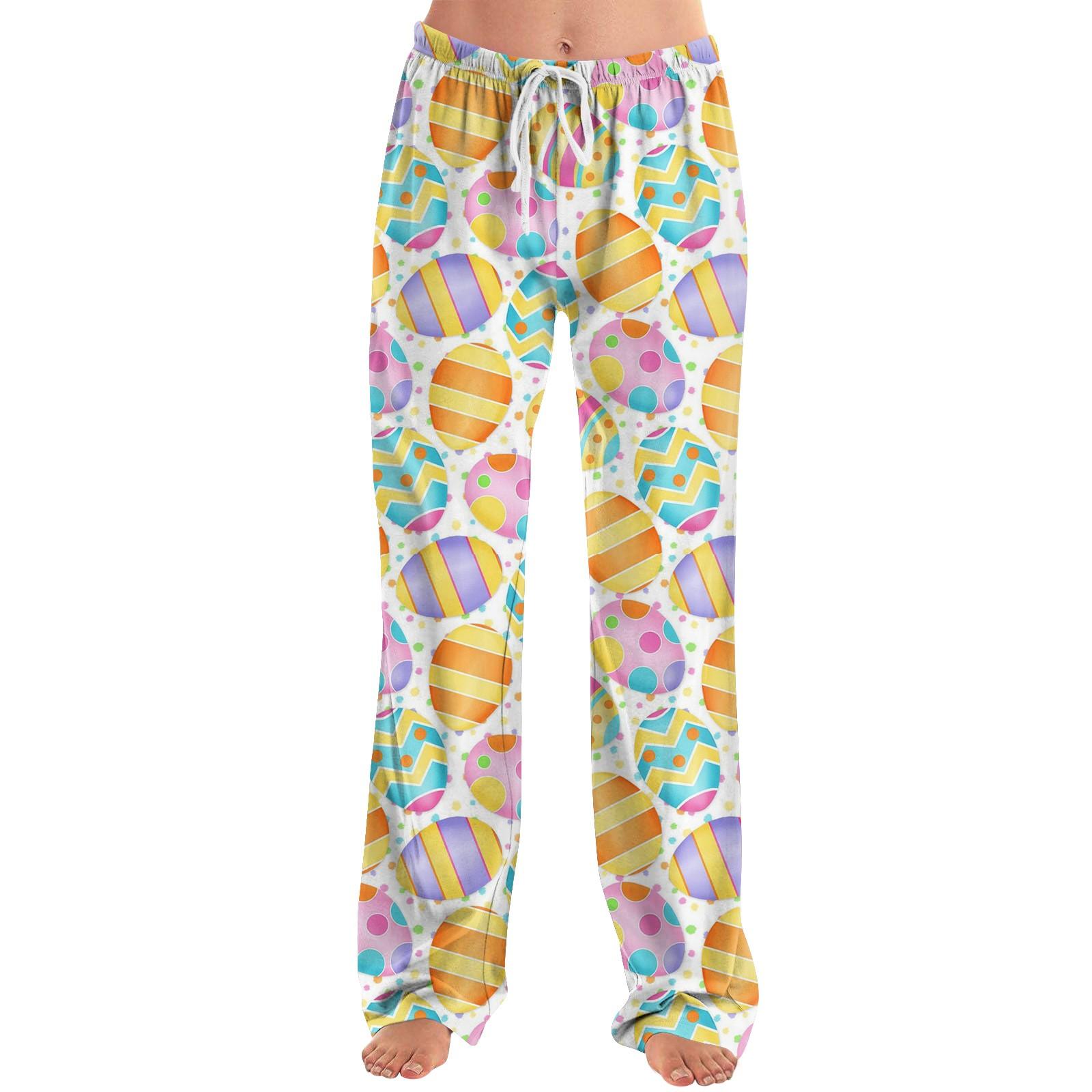 

Жіноча мода вільних повсякденних штанів з принтом на Великдень M