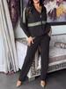 2024 Euro-American Solid Color Zip-Up Sweatshirt & Drawstring Pants Set - Women's Casual Two-Piece