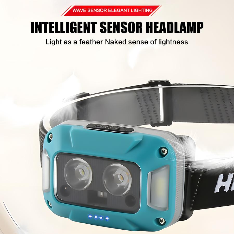 Mini Portable 3-source Sensing LED Headlight with Strong Light Ultra Bright Outdoor Waterproof Fishing Head Mounted Flashlight