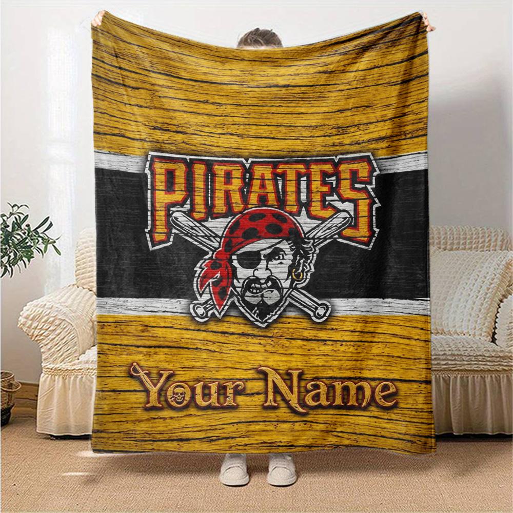 Name Custom Pittsburgh Pirates Print Flannel Blanket High Quality Warm Comfortable Cover for All Seasons Perfect for Gifts Home Decor