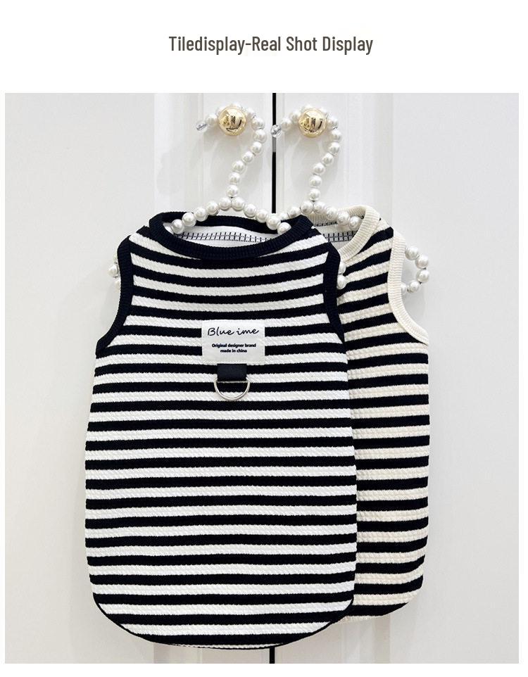 Spring & Autumn Cotton Striped Dog Vest - Comfortable Leash-Pulling Outfit for Teddy, Bichon, Small & Medium Dogs