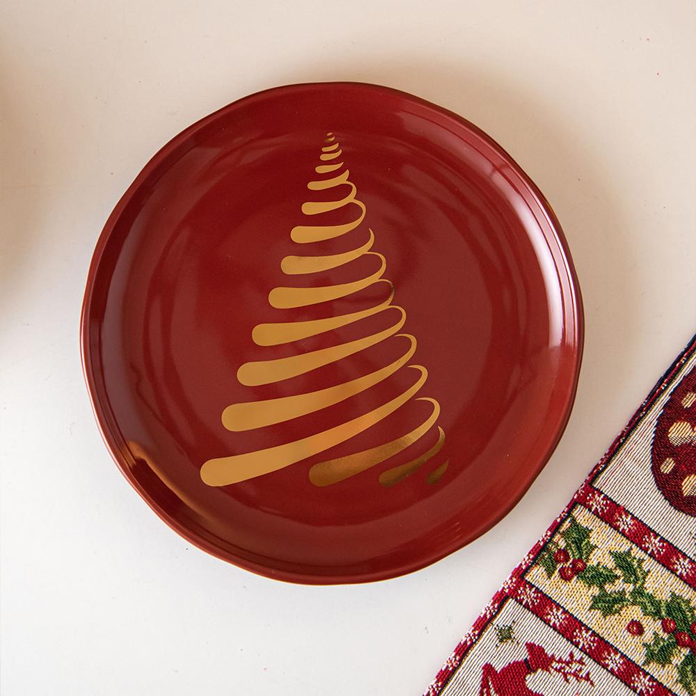 Exquisite Christmas Ceramic Plate Light Luxury Hotel Restaurant Steak Plates Home Party Cuisine Plate Rice Bowls Christmas Gifts